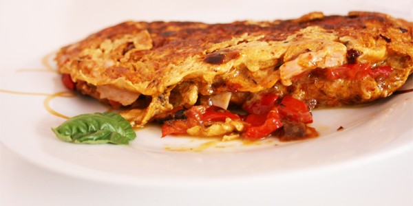 Omelette au poivron et au jambon cru (Serrano)